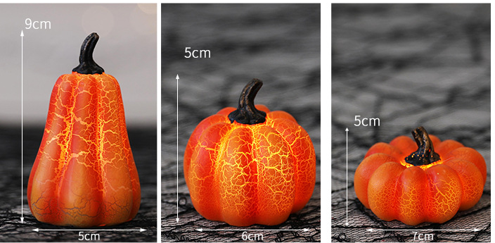 Halloween Pumpkin Lantern with LED Candle Lamp - Luminous Resin Simulation