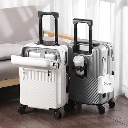 Multifunctional Travel Suitcase with Cup Holder