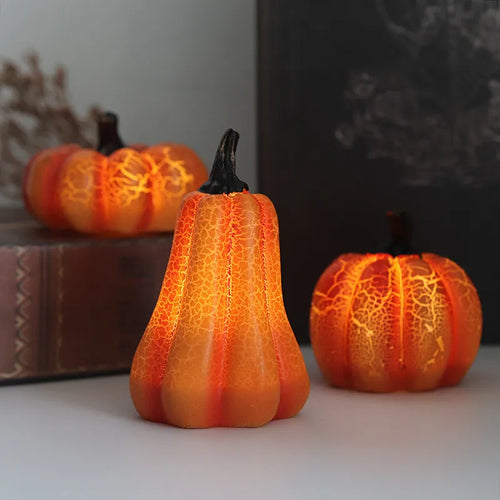 Halloween Pumpkin Lantern with LED Candle Lamp - Luminous Resin Simulation