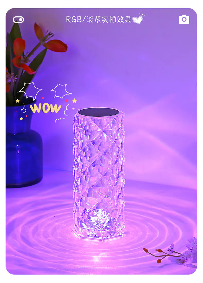 LED Touch Decorative Crystal Rose Lamp for Bedroom