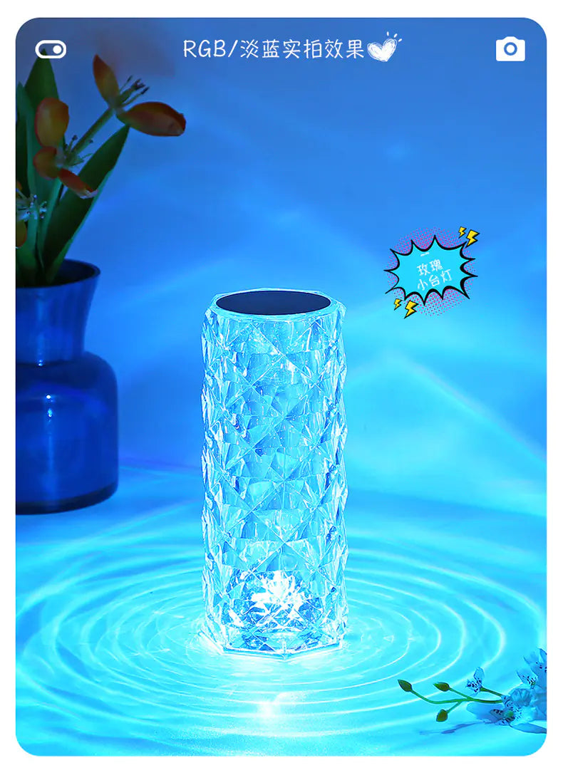 LED Touch Decorative Crystal Rose Lamp for Bedroom