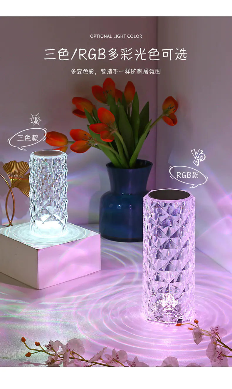 LED Touch Decorative Crystal Rose Lamp for Bedroom