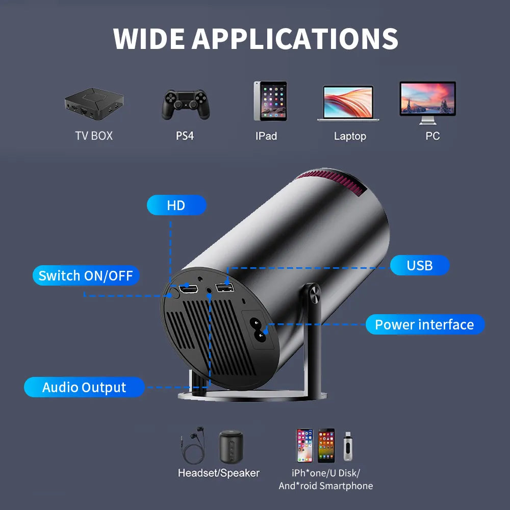 Portable HD Home Theater Projector HY300Pro 4K