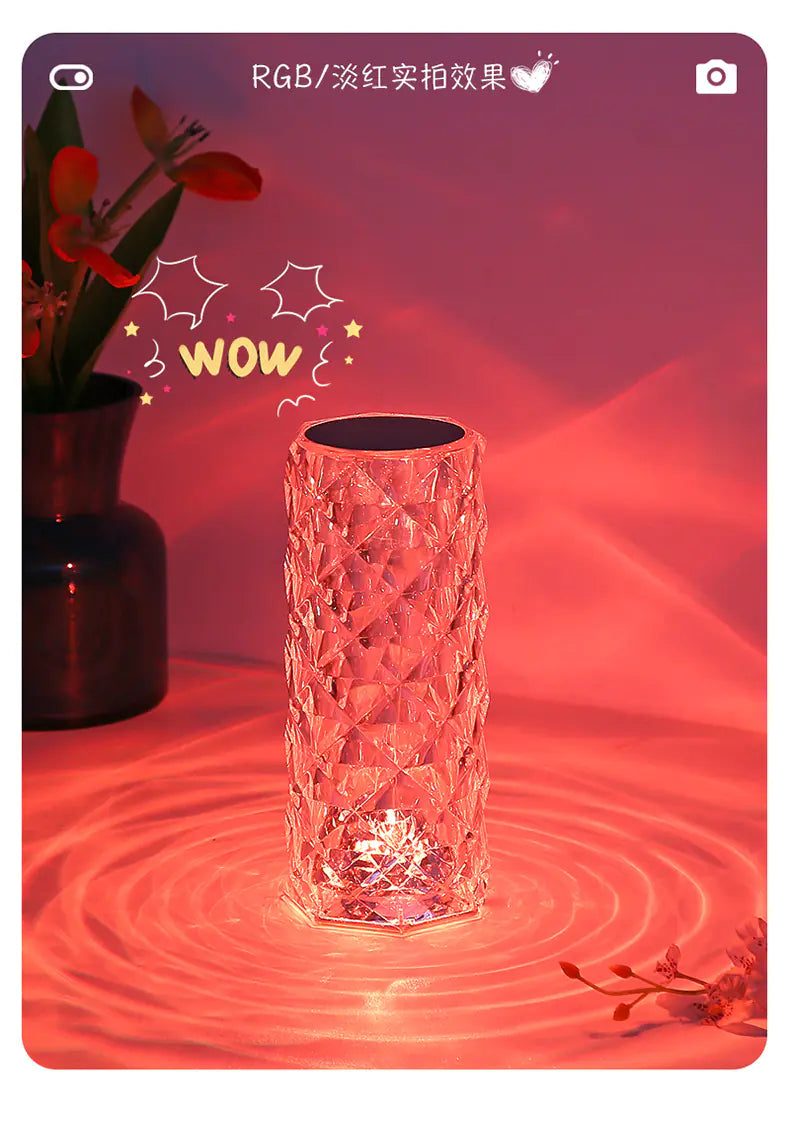LED Touch Decorative Crystal Rose Lamp for Bedroom
